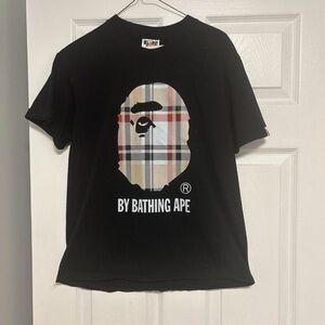 Bape Black T-Shirt with Plaid Ape Graphic